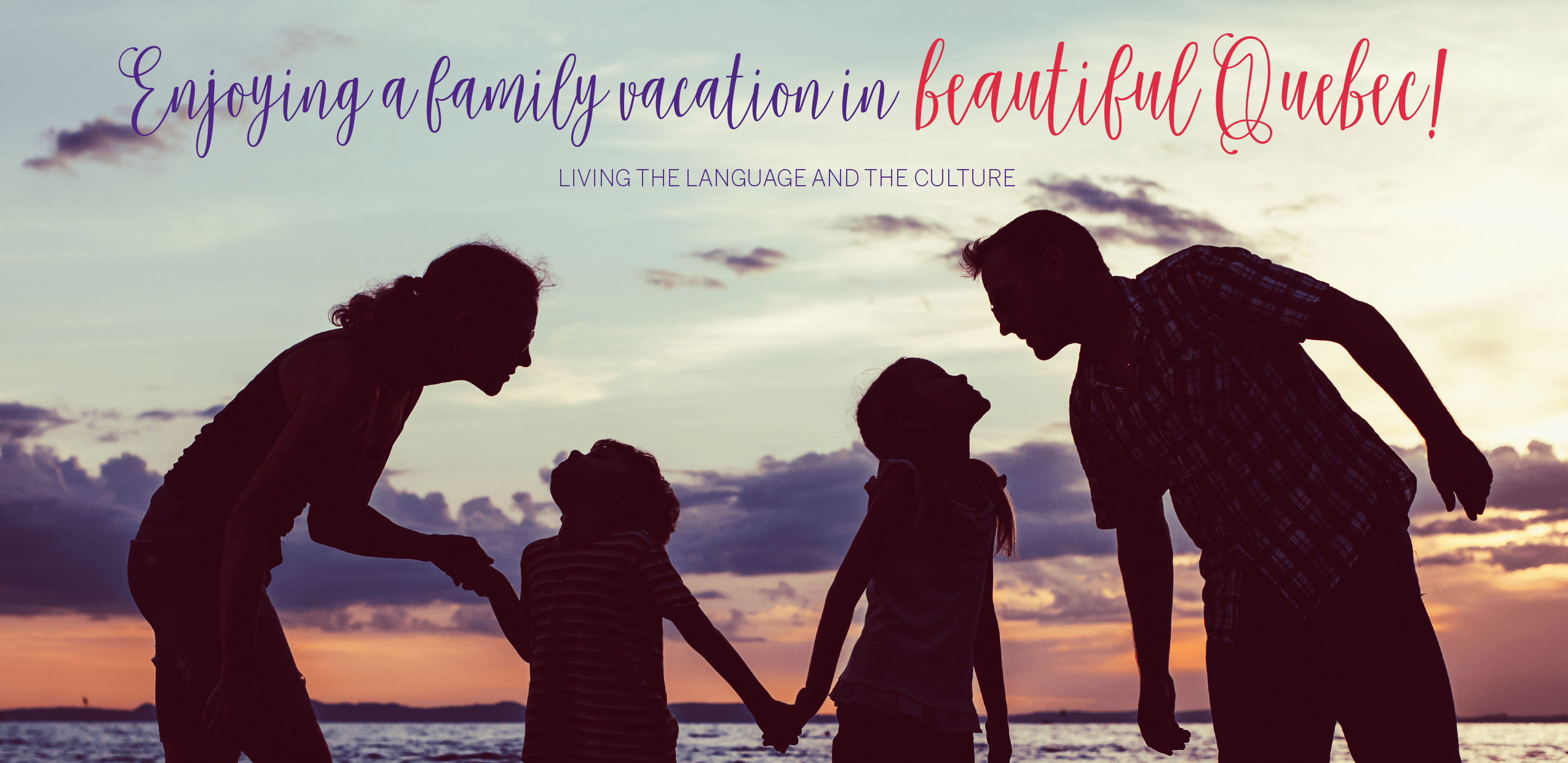 family on the beach at sunset